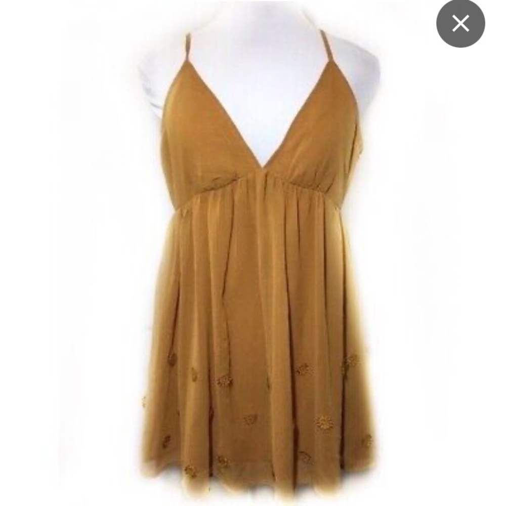Forever 21 v-neck mustard yellow baby doll dress.